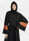 Wholesale Women's Muslim Islamic Vintage V Neck Colorblock Ruched Maxi Abaya Dress R810# - Liuhuamall
