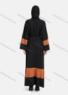 Wholesale Women's Muslim Islamic Vintage V Neck Colorblock Ruched Maxi Abaya Dress R810# - Liuhuamall