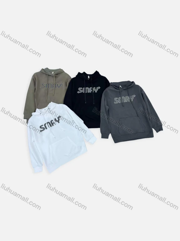 Wholesale Men's Casual Letter Graphic Long Sleeve Kangaroo Pocket Drawstring Hoodie 6651#