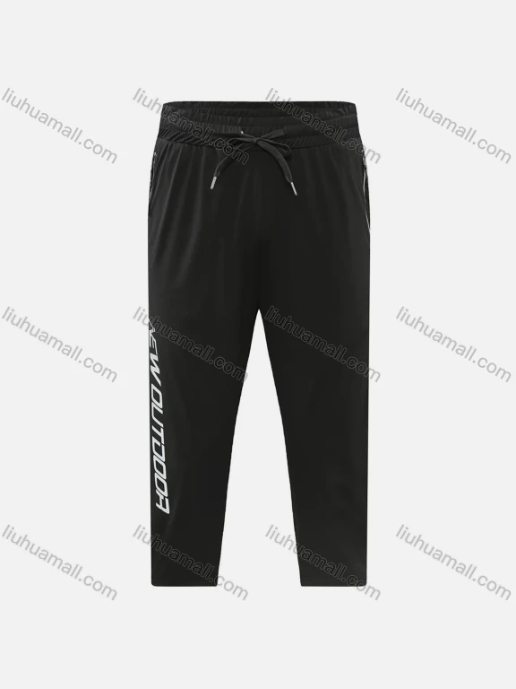 Wholesale Men's Casual & Sporty Letter Print Drawstring Elastic Waist Cropedd Tight Pants 1801#