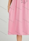 Wholesale Women's Milk Silk Plain Rhinestone Bowknot Crew Neck Side Pocket Ruched Lounge Midi Night Dress 1151# - Liuhuamall