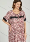 Wholesale Women's Lace Trim Allover Floral Print Milk Silk Lounge Short Sleeve Midi Night Dress 1149-1# - Liuhuamall