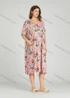 Wholesale Women's Lace Trim Allover Floral Print Milk Silk Pocket Lounge Midi Night Dress 1149-2# - Liuhuamall