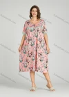 Wholesale Women's Lace Trim Allover Floral Print Milk Silk Pocket Lounge Midi Night Dress 1149-2# - Liuhuamall