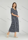 Wholesale Women's Allover Floral Print Milk Silk Scoop Neck Lounge Short Sleeve Maxi Night Dress 801# - Liuhuamall