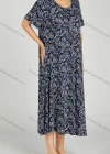 Wholesale Women's Allover Floral Print Milk Silk Scoop Neck Lounge Short Sleeve Maxi Night Dress 801# - Liuhuamall