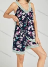 Wholesale Women's Allover Floral Print Milk Silk Lace Trim V Neck Top & Shorts 2 Piece Pajamas Lounge Set 0508# - Liuhuamall