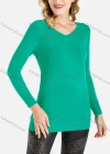 Wholesale Women's Rib-knit Trim Plain V Neck Slim Fit Long Sleeve Knit Top - Liuhuamall