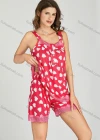 Wholesale Women's Allover Heart Print Milk Silk Lace Trim Tank Top & Shorts 2 Piece Pajamas Lounge Set 0502# - Liuhuamall