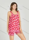 Wholesale Women's Allover Heart Print Milk Silk Lace Trim Tank Top & Shorts 2 Piece Pajamas Lounge Set 0502# - Liuhuamall