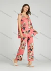 Wholesale Women's Allover Floral Print Ruched Milk Silk Button Front Tank Top Pajamas Lounge 2 Piece Set 0503# - Liuhuamall