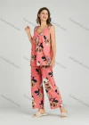 Wholesale Women's Allover Floral Print Ruched Milk Silk Button Front Tank Top Pajamas Lounge 2 Piece Set 0503# - Liuhuamall