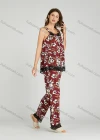 Wholesale Women's Allover Floral Print Lace Trim Milk Silk Tank Top Pajamas Lounge 2 Piece Set 5504# - Liuhuamall