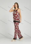 Wholesale Women's Allover Floral Print Lace Trim Milk Silk Tank Top Pajamas Lounge 2 Piece Set 5504# - Liuhuamall