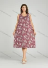 Wholesale Women's Allover Floral Print Ruched Milk Silk Button Decor Lounge Midi Night Dress 1163# - Liuhuamall