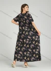 Wholesale Women's Allover Floral Print Milk Silk Scoop Neck Lace Trim Lounge Maxi Night Dress 5014# - Liuhuamall