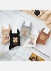 Wholesale Women's Casual Bear Letter Print Cushioned Ankle Socks - Liuhuamall