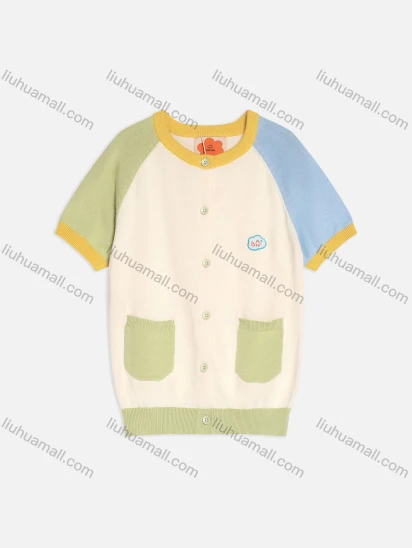 Wholesale Kid's Cute Short Sleeve Colorblock Button Down Sweater Cardigan MB22BMY641#