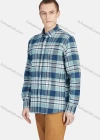 Wholesale Men's Casual Collared Long Sleeve Button Down Plaid Shirt 7-322# - Liuhuamall