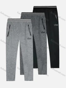 Wholesale Men's Casual Breathable Elastic Waist Pockets Pants 8864#, LIUHUA CLOTHING WHOLESALE