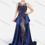 Wholesale Women's Glamorous Sheer Guipure Lace Splicing Floral Embroidery Sleevesless Floor Length Evening Dress preview