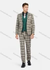 Wholesale Men's Formal Lapel Plaid Pockets Blazer & Waistcoat & Pant 3 Pieces Suit Sets - Liuhuamall