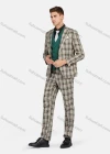 Wholesale Men's Formal Lapel Plaid Pockets Blazer & Waistcoat & Pant 3 Pieces Suit Sets - Liuhuamall