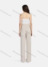 Wholesale Women's Elegant Plain High Waist Metal Chain Decor Ankle Length Straight Leg Pants - Liuhuamall