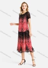 Wholesale Women's Summer Folkloric Print Round Neck Short Sleeve Top & Godet Hem Maxi Skirt Set - Liuhuamall