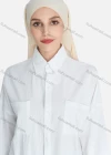 Wholesale Women's Casual Plain Asymmetrical Hem Button Down Shirt Without Hijab - Liuhuamall