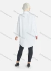 Wholesale Women's Casual Plain Asymmetrical Hem Button Down Shirt Without Hijab - Liuhuamall