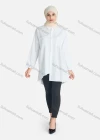 Wholesale Women's Casual Plain Asymmetrical Hem Button Down Shirt Without Hijab - Liuhuamall