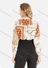 Wholesale Women's Fall Chain Print Tie Neck Long Sleeve Button Shirt - Liuhuamall