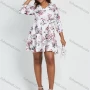 Wholesale Women's Casual V Neck Floral Print High Waist Short Dress With Belt preview