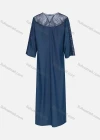 Wholesale Women's Casual Crew Neck Short Sleeve Hollow Out Embroidered Pearl Denim Dress - Liuhuamall
