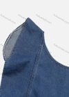 Wholesale Women's Flounce Sleeveless Slim Waist Wide Leg Round Neck Patch Pocket Denim Jumpsuit - Liuhuamall
