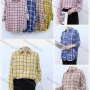 Wholesale Women's Collared Loose Fit Plaid Print Button Down Long Sleeve Shirt 1259# preview