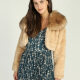 Women's Fuzzy Open Front Long Sleeve Crop Faux Fur Coat Camel Clothing Wholesale Market -LIUHUA