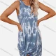 Wholesale Woman's Casual Tie Dye Crew Neck Ruched Twist Tank Short Dress Gray Guangzhou Clothing Wholesale Market & Suppliers -LIUHUAMALL