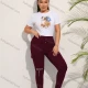 Wholesale Women's Casual Plain Pockets Zip Drawstring Sweatpants Wine Clothing Wholesale Market Liuhua
