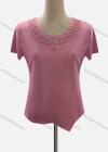 Wholesale Women's Casual Crew Neck Short Sleeve Beaded Blouse - Liuhuamall