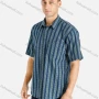 Wholesale Men's Casual Striped Button Front Short Sleeve Shirt With Pocket preview