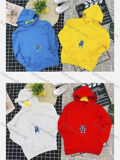 Wholesale Boy's Comfy Cartoon Graphic Kangaroo Pocket Long Sleeve Hoodies