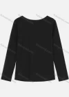 Wholesale Women's Casual V Neck Long Sleeve Sewing Label Fitted Plain Blouse - Liuhuamall