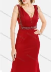 Wholesale Women's Glamorous Plain Deep V Neck Sleeveless Rhinestone Slim Fit Mermaid Maxi Evening Dress - Liuhuamall