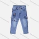 Wholesale Boy's Casual Distressed Cartoon Bear Embroidery Straight Leg Ankle Length Jean Azure Clothing Wholesale Market Liuhua
