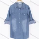 Wholesale Women's Casual Plain Rolled Sleeve Button Down Flap Pockets Distressed Denim Shirt Denim Clothing Wholesale Market Liuhua