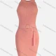 Wholesale Women's Casual Sleeveless Crew Neck Belted Slim Knit Dress Pink Clothing Wholesale Market Liuhua
