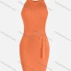 Wholesale Women's Casual Sleeveless Crew Neck Belted Slim Knit Dress C629# Clothing Wholesale Market Liuhua