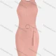 Wholesale Women's Casual Sleeveless Crew Neck Belted Slim Knit Dress C645# Clothing Wholesale Market Liuhua
